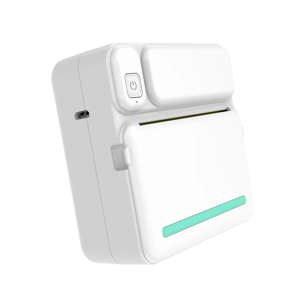 Mini imprimanta termica C19, compatibil iOS/Android, alb/turcoaz 3