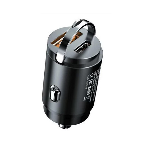 Mini incarcator auto IDK PD-04, dual port USB + PD, 30W, 3A, negru 3
