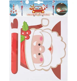 Autocolant auto decorativ cu Mos Craciun ce saluta, 20.7 x 26.7 cm