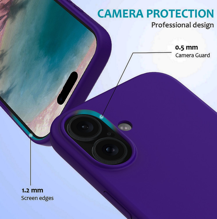 Husa Apple iPhone 16 Plus, Luxury Silicone, catifea in interior, indigo 3
