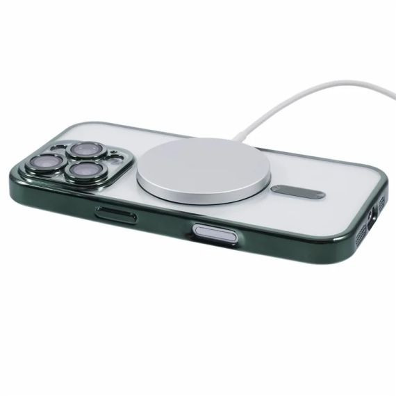 Husa Apple iPhone 11 Pro, Magsafe Electroplating TPU, protectie camera, margini verzi 2
