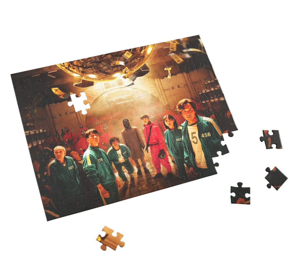 Puzzle 80 piese, 20 x 15 cm, personaje Squid Game, model 3 2