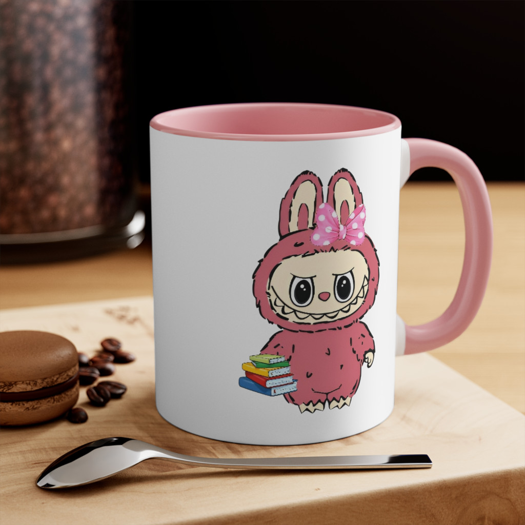 Cana ceramica personalizata, design La Bubu, 330 ml, alb/roz, model 1 2