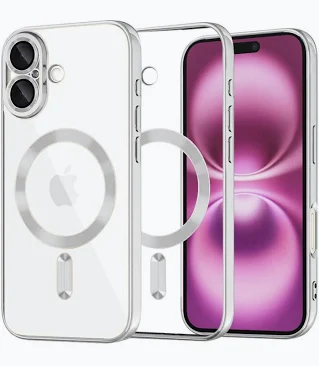 Husa Apple iPhone 16 Plus, Magsafe Electroplating TPU, protectie camera, margini argintii