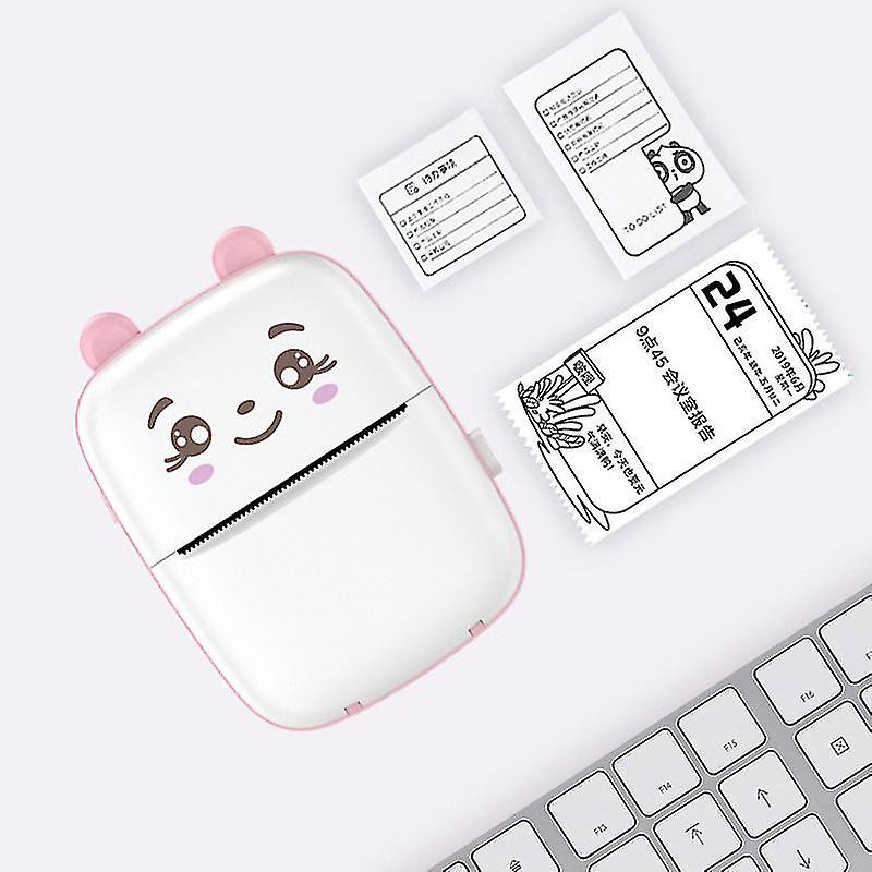 Mini imprimanta termica ABC, compatibila iOS/Android, model pisicuta, roz 2