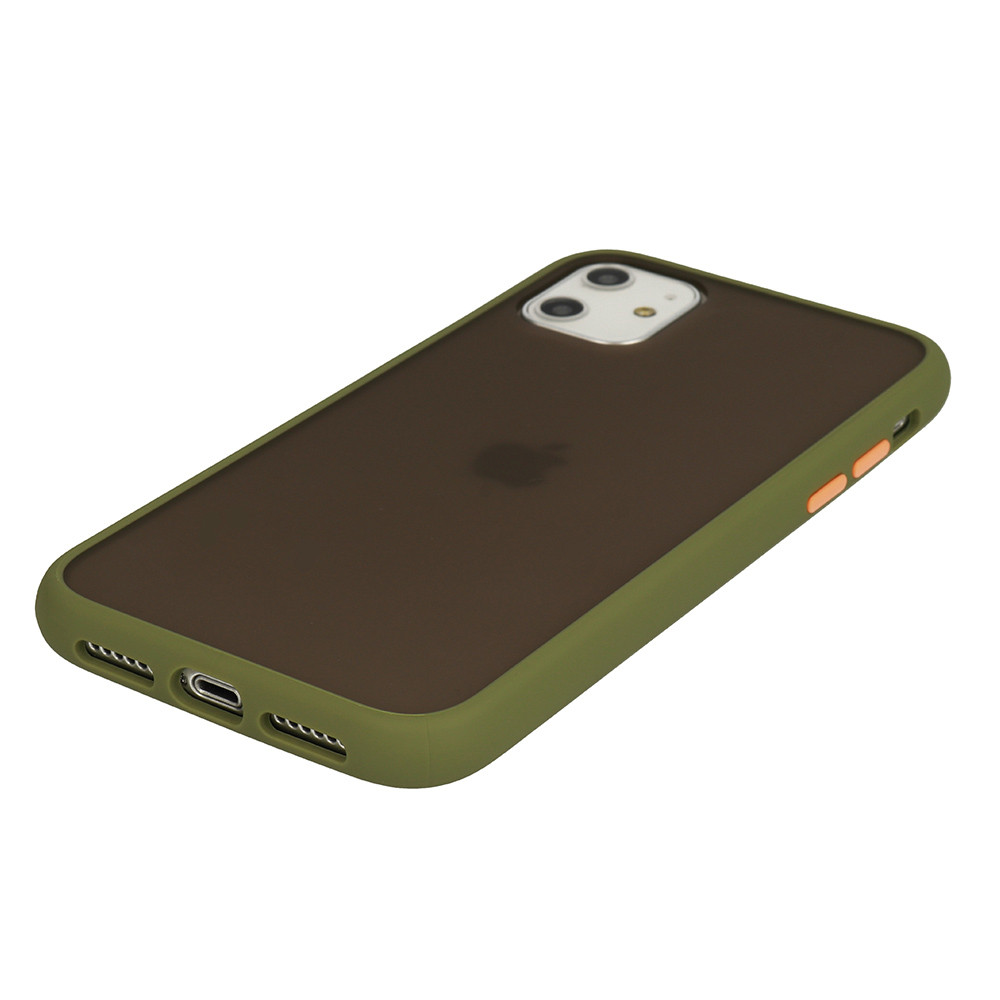 Husa protectie Apple iPhone 13, Shockproof Bumper, rama verde, butoane portocalii 2