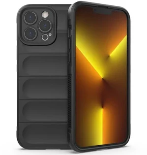Husa Apple iPhone 16 Pro, Wave Silicone, protectie camera, catifea in interior, night black