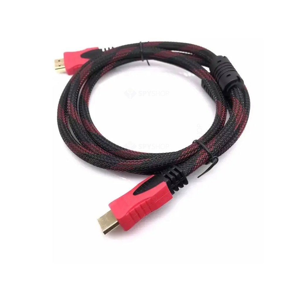 Cablu HDMI to HDMI, lungime 1.5 metri, protectie textila, negru/rosu 4