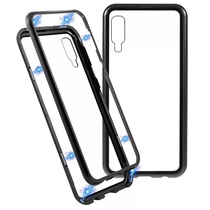 Husa de protectie Magnet Glass 360° pentru OnePlus 8, sticla fata + spate, neagra 2