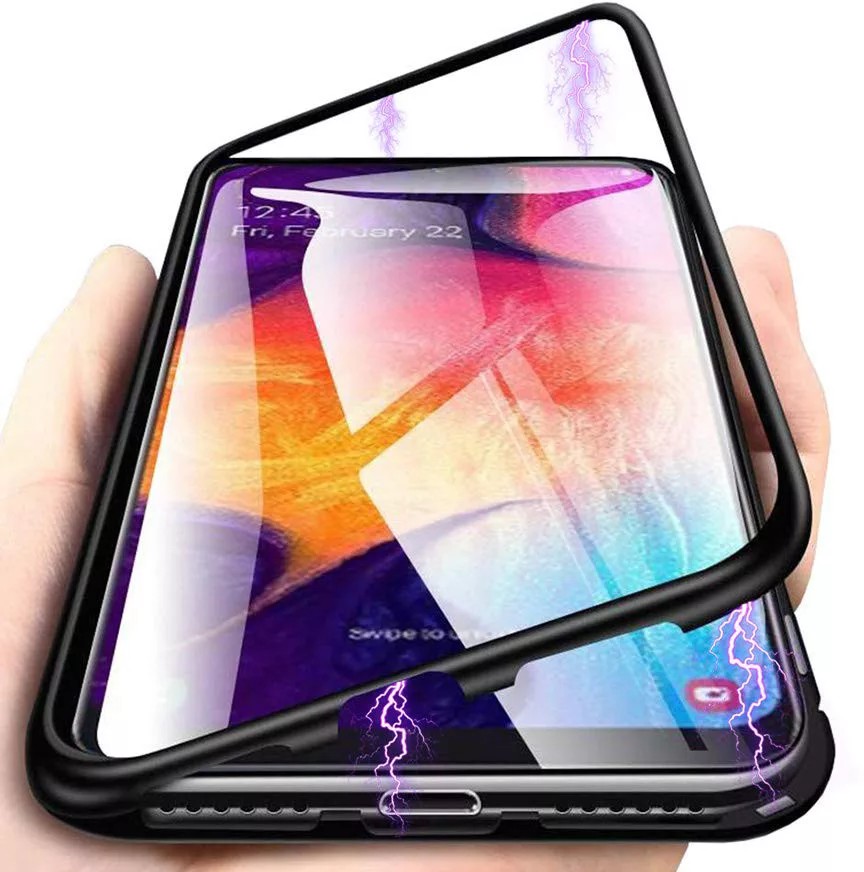 Husa de protectie Magnet Glass 360° pentru OnePlus 8, sticla fata + spate, neagra 3