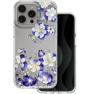 Husa Apple iPhone 15 Pro Max, IMD Print Case, TPU flexibil, transparent, Floral