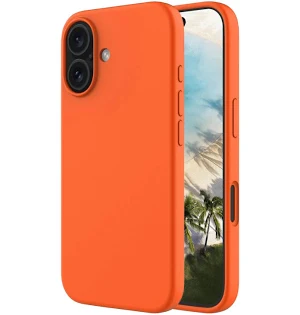 Husa Apple iPhone 16 Plus, Luxury Silicone, catifea in interior, portocalie