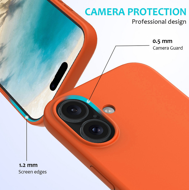 Husa Apple iPhone 16 Plus, Luxury Silicone, catifea in interior, portocalie 3