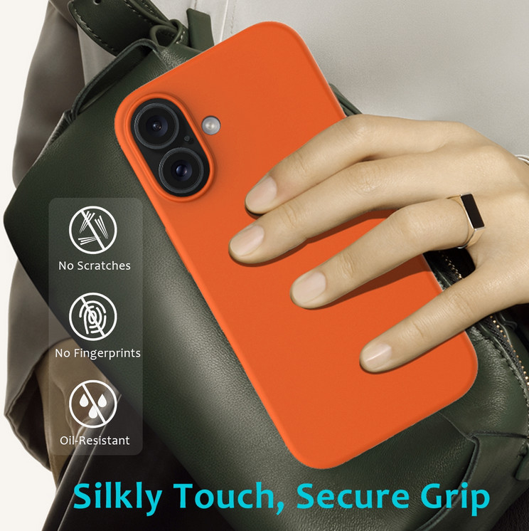Husa Apple iPhone 16 Plus, Luxury Silicone, catifea in interior, portocalie 4