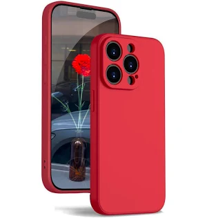 Husa Apple iPhone 14 Pro Max, Luxury Silicone, catifea in interior, protectie camere, rosie