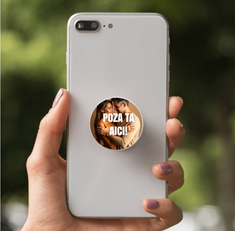 Suport telefon mobil tip popsocket personalizat cu poza ta, alb 2
