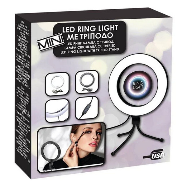 Lampa circulara Ring Light, 48 de LED-uri, 3 moduri iluminare, trepied 4
