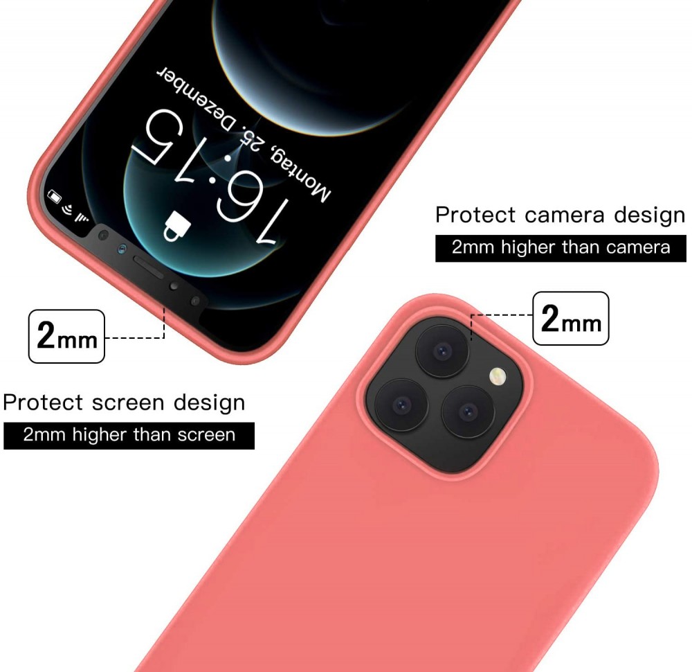 Husa Apple iPhone 12 Pro Max Luxury Silicone, catifea in interior, roz pal 3