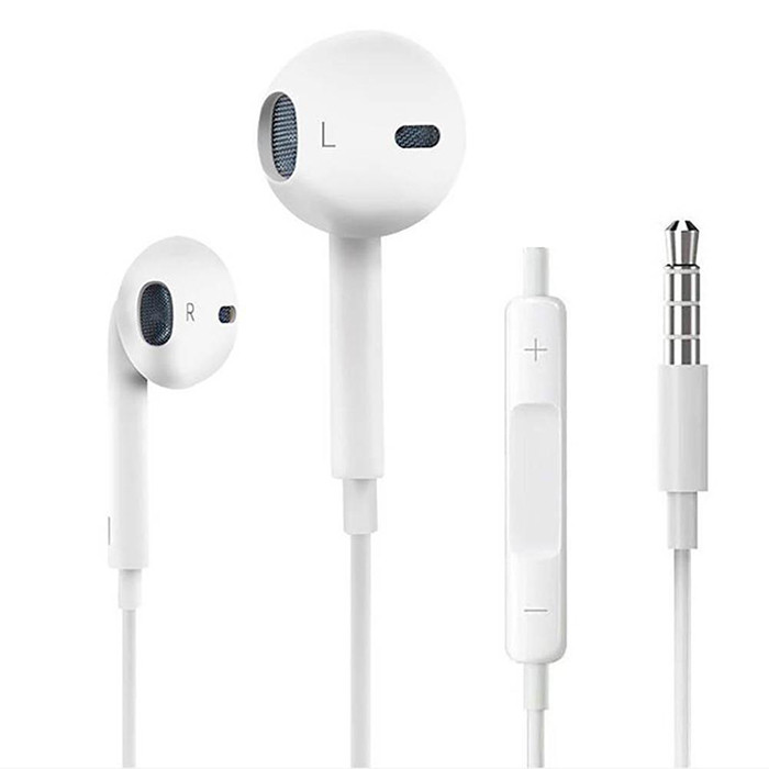 Casti audio cu microfon Megabass, conector jack 3.5 mm, albe 3