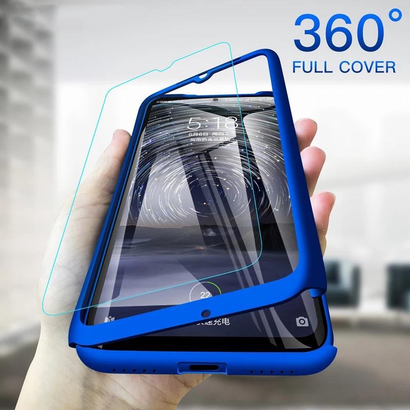 Husă Full Cover 360° pentru Huawei Y9 2018 (față + spate + sticlă), albastră 2