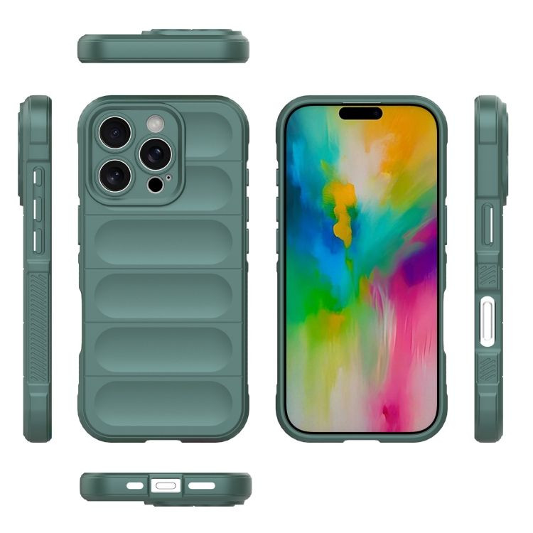 Husa Apple iPhone 16 Pro, Wave Silicone, protectie camera, catifea in interior, deep green 3