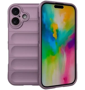 Husa Apple iPhone 16, Wave Silicone, protectie camera, catifea in interior, light purple