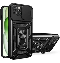 Husa Apple iPhone 13, Camshield Armor, inel sustinere, protectie camera, neagra