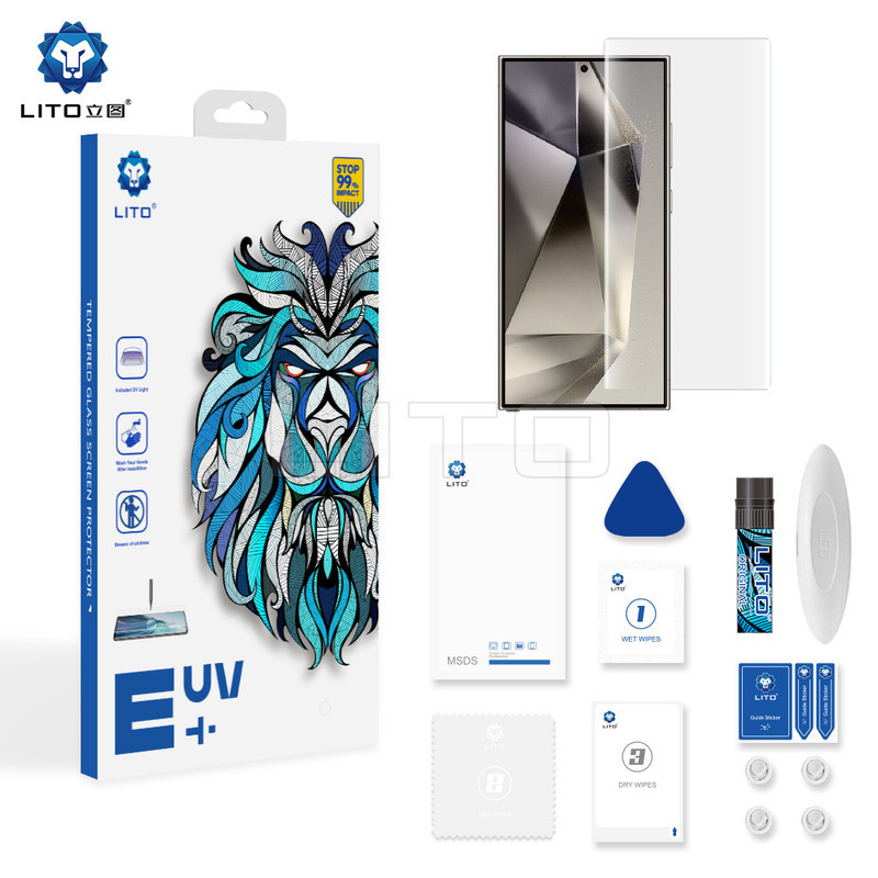 Folie de sticla Samsung Galaxy S24, UV Privacy Glass LITO, lipire cu adeziv, lampa UV inclusa 2