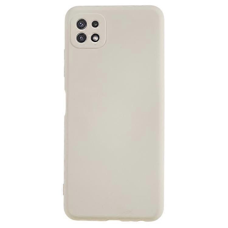 Husa Samsung Galaxy A22 5G Luxury Silicone, catifea in interior, protectie camere, bej 2