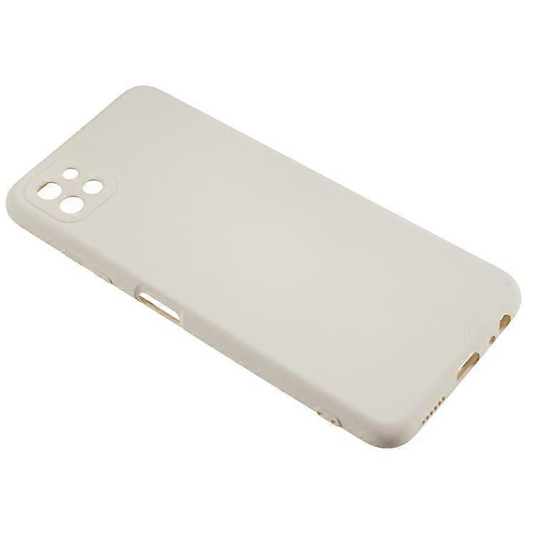 Husa Samsung Galaxy A22 5G Luxury Silicone, catifea in interior, protectie camere, bej 3