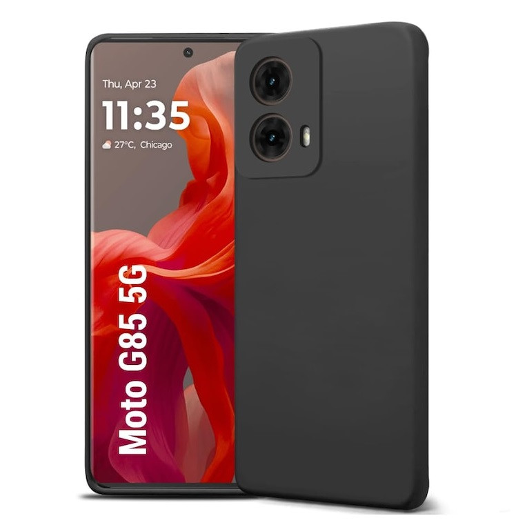 Husa Motorola Moto G85, Luxury Silicone, protectie camera, catifea in interior, neagra 2