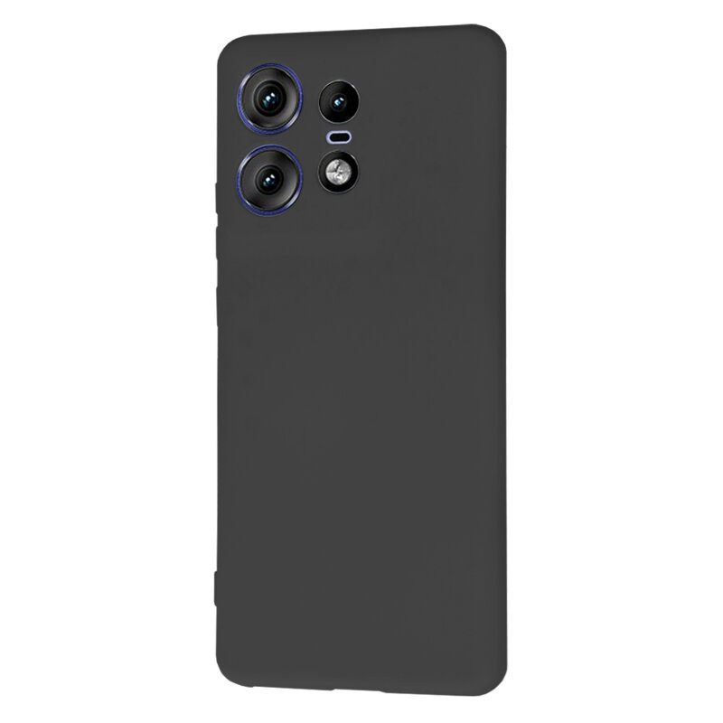 Husa Motorola Edge 50 Pro, Luxury Silicone, protectie camera, catifea in interior, neagra 3
