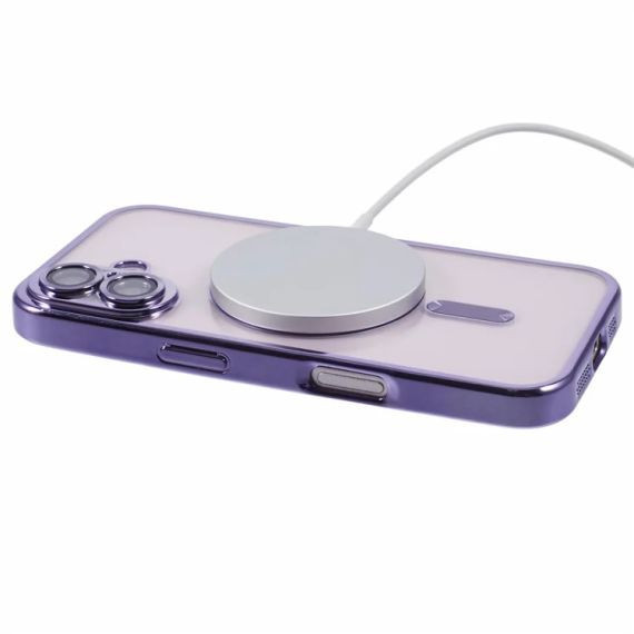 Husa Apple iPhone 11, Magsafe Electroplating TPU, protectie camera, margini mov 2
