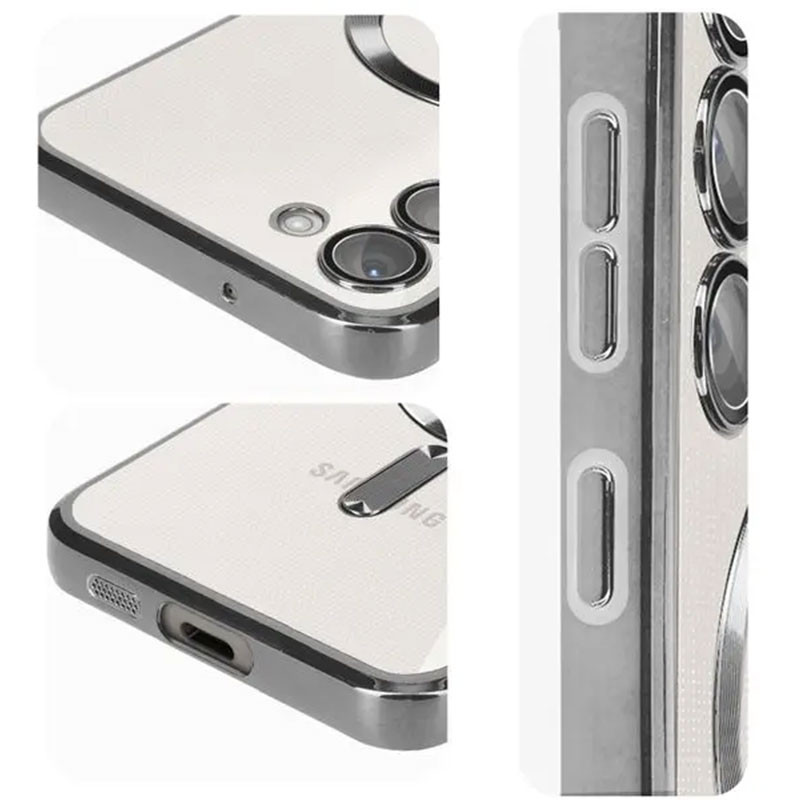 Husa Samsung Galaxy A55 5G, Electroplating Magsafe TPU, protectie camera, margini argintii 2