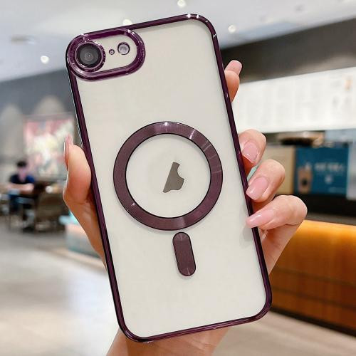 Husa Apple iPhone 16e, Magsafe Electroplating TPU, protectie camera, margini mov 2