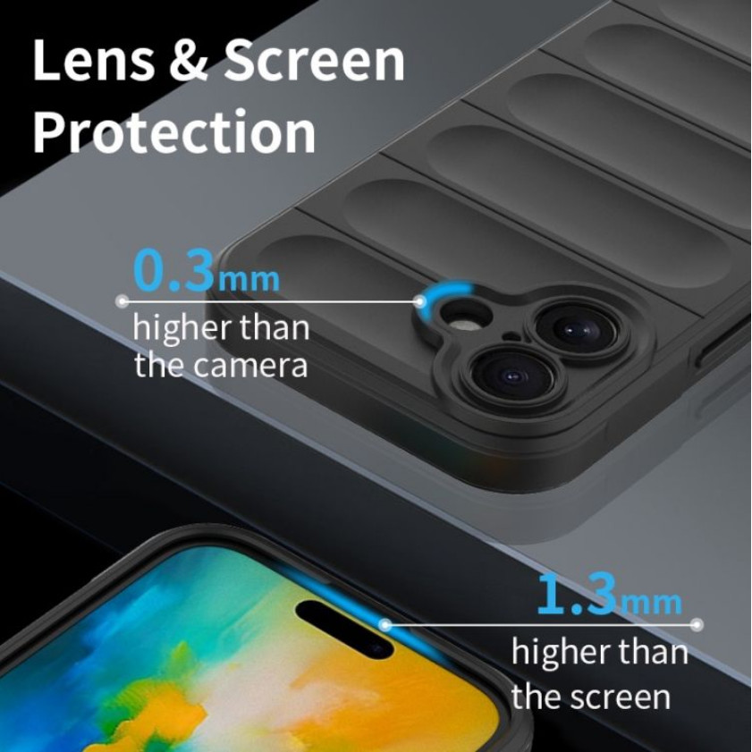 Husa Apple iPhone 16, Wave Silicone, protectie camera, catifea in interior, night black 3
