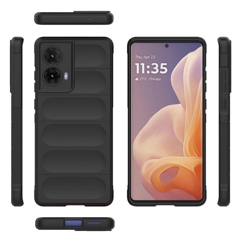 Husa Motorola Moto G85, Wave Silicone, protectie camera, catifea in interior, night black 2