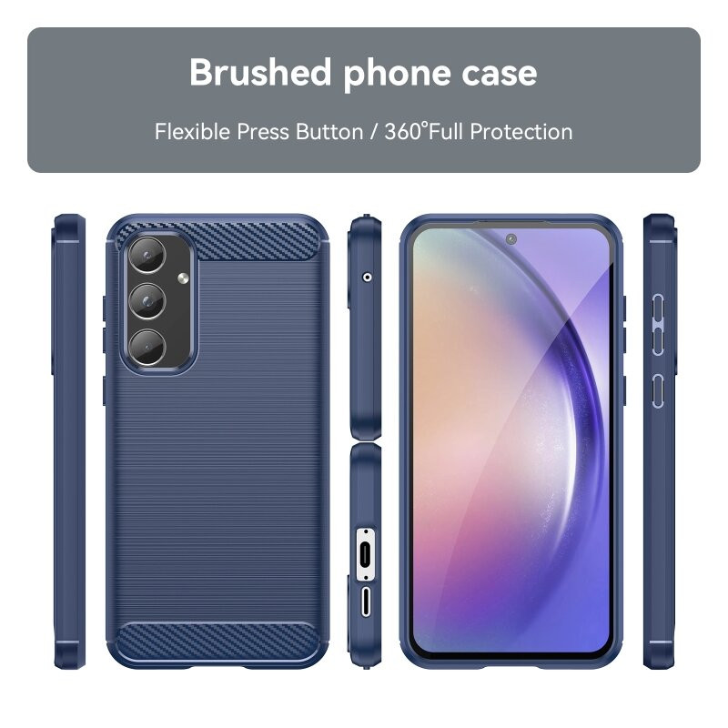 Husa Samsung Galaxy A55, Carbon Stripe, 2 mm, albastra 3