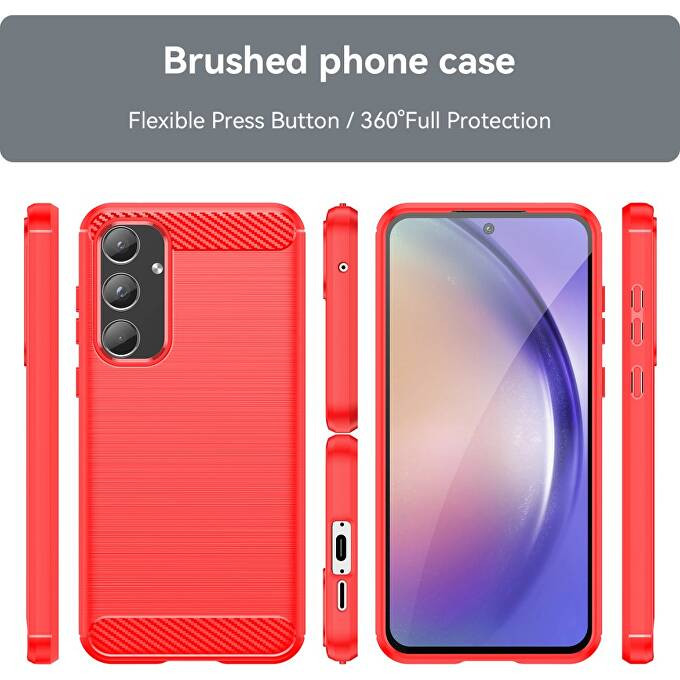 Husa Samsung Galaxy A55, Carbon Stripe, 2 mm, rosie 3