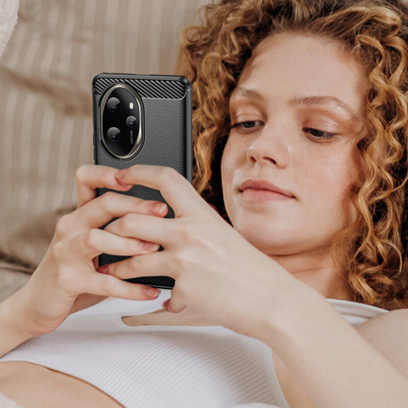 Husa protectie Honor 200 Pro, Carbon Stripe, TPU flexibil, neagra 4