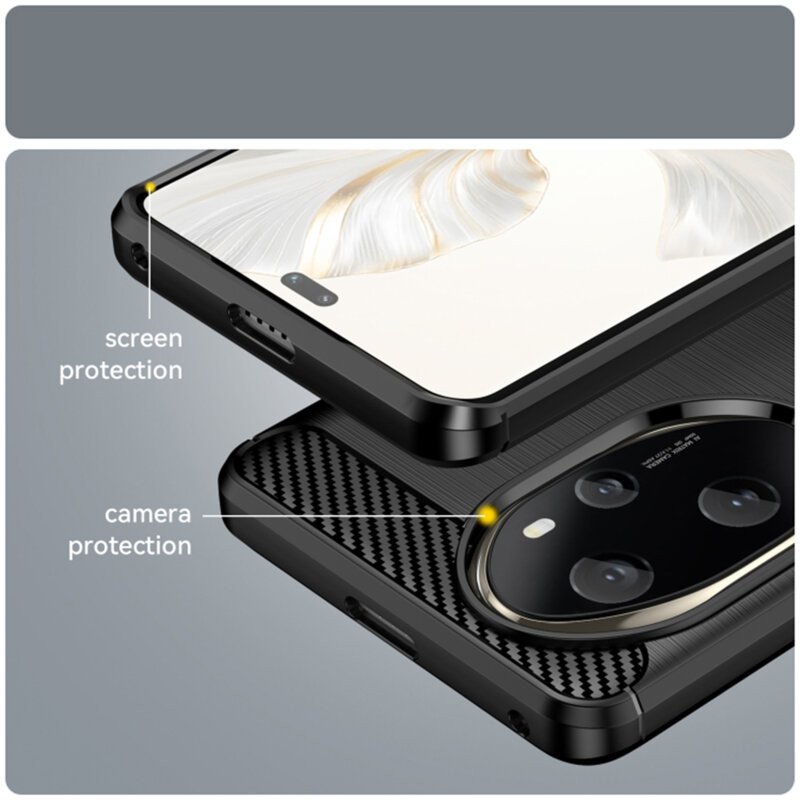 Husa protectie Honor 200 Pro, Carbon Stripe, TPU flexibil, neagra 5