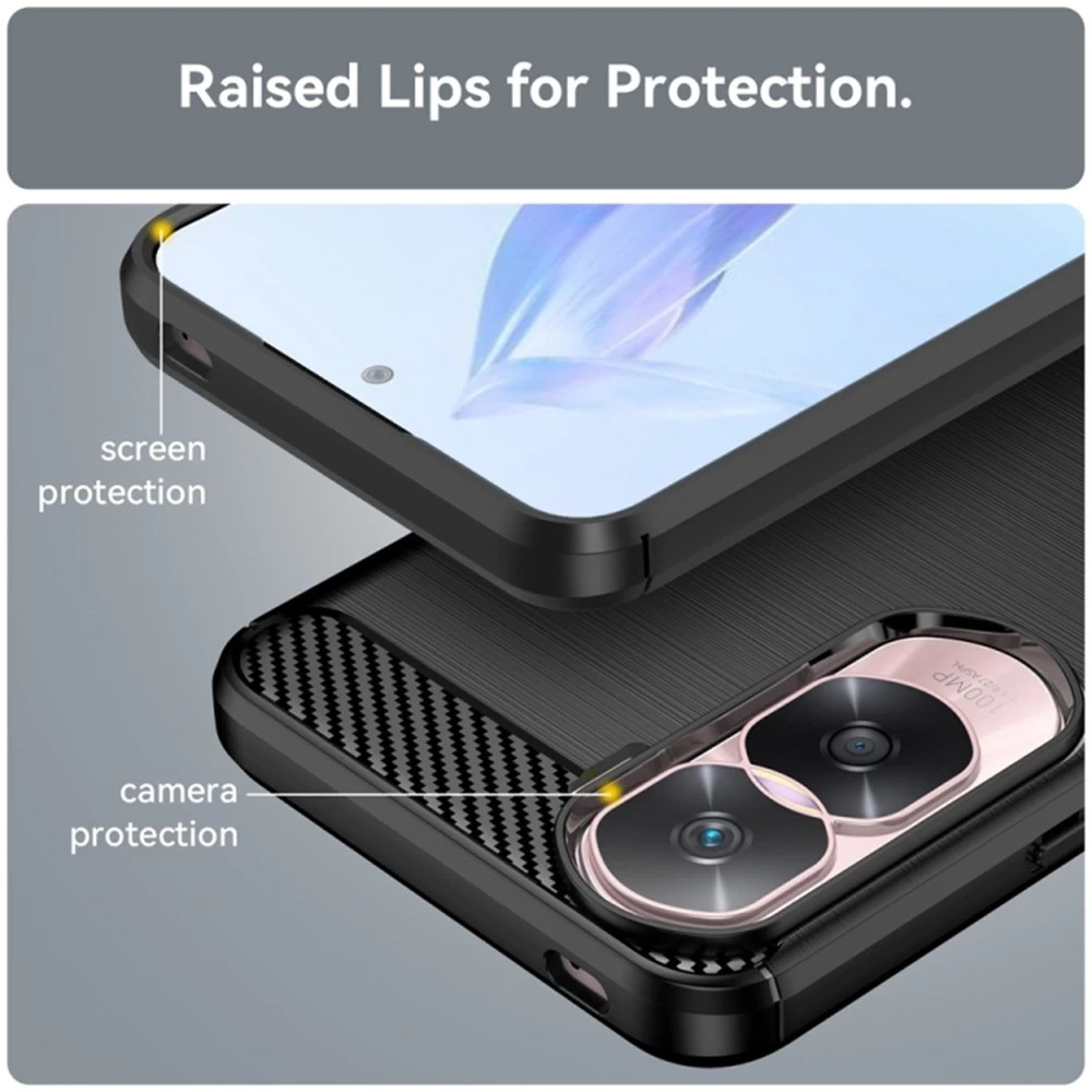 Husa protectie Honor 90 5G, Carbon Stripe, 2 mm, neagra 3