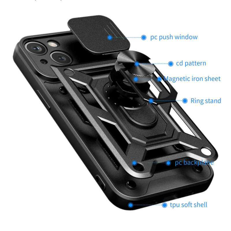Husa Apple iPhone 15 Pro, Camshield Armor, inel sustinere, protectie camera, aurie 2