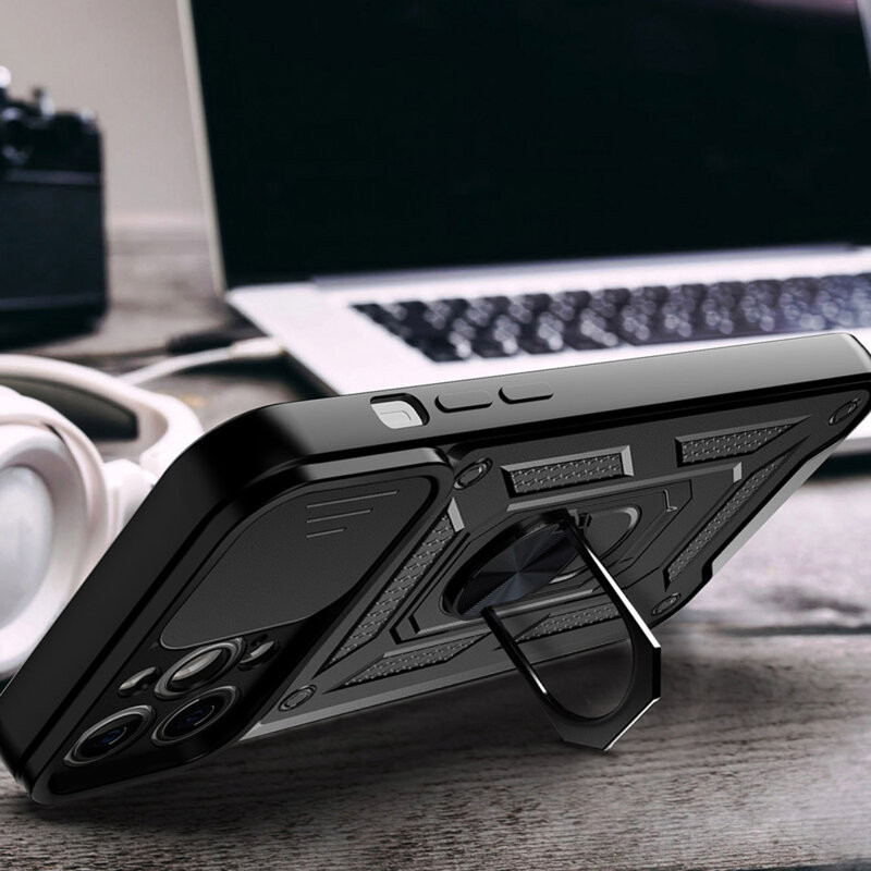 Husa Apple iPhone 16, Camshield Armor, inel sustinere, protectie camera, argintie 4