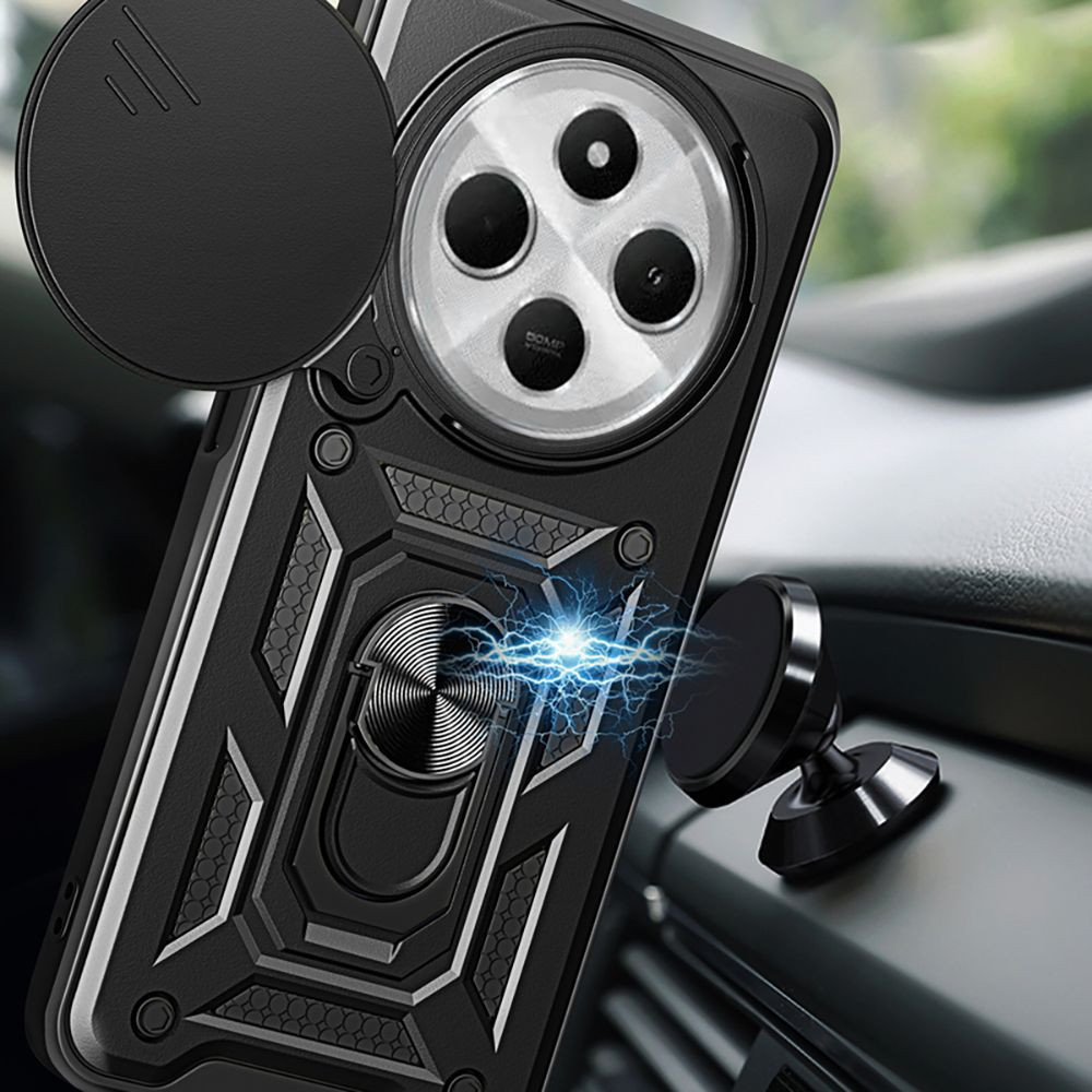 Husa Xiaomi Redmi 14C, Camshield Armor, inel sustinere, protectie camera, neagra 4