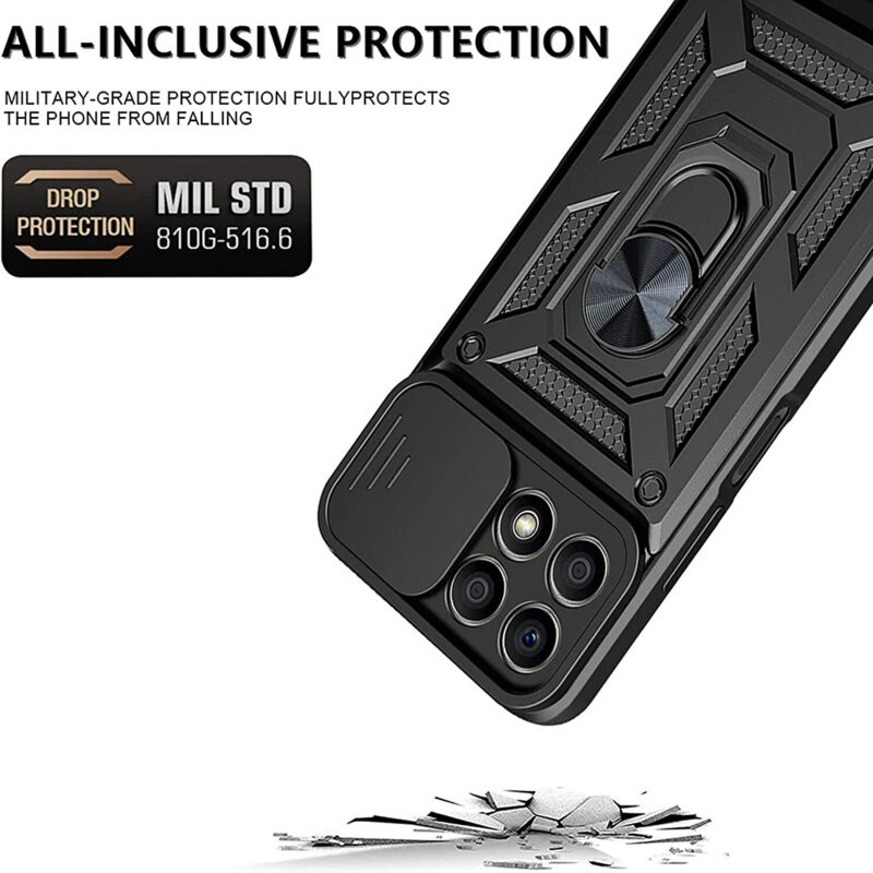 Husa protectie Oppo A80 5G, Camshield Armor, inel sustinere, protectie camera, aurie 3