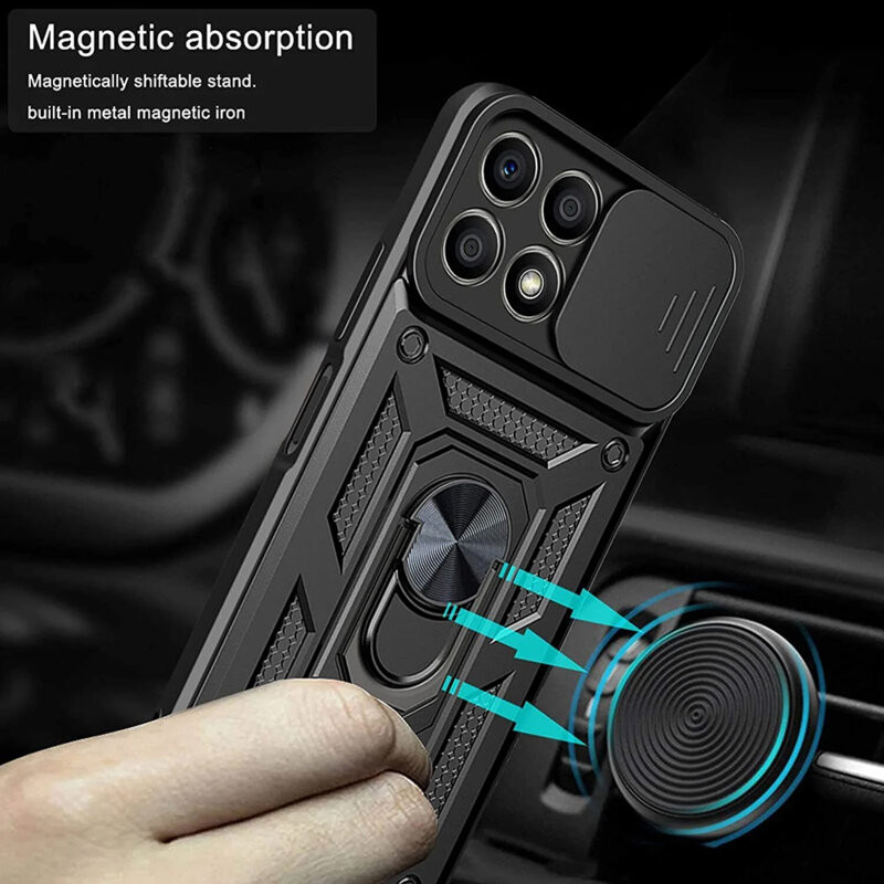 Husa protectie Oppo A80 5G, Camshield Armor, inel sustinere, protectie camera, aurie 4