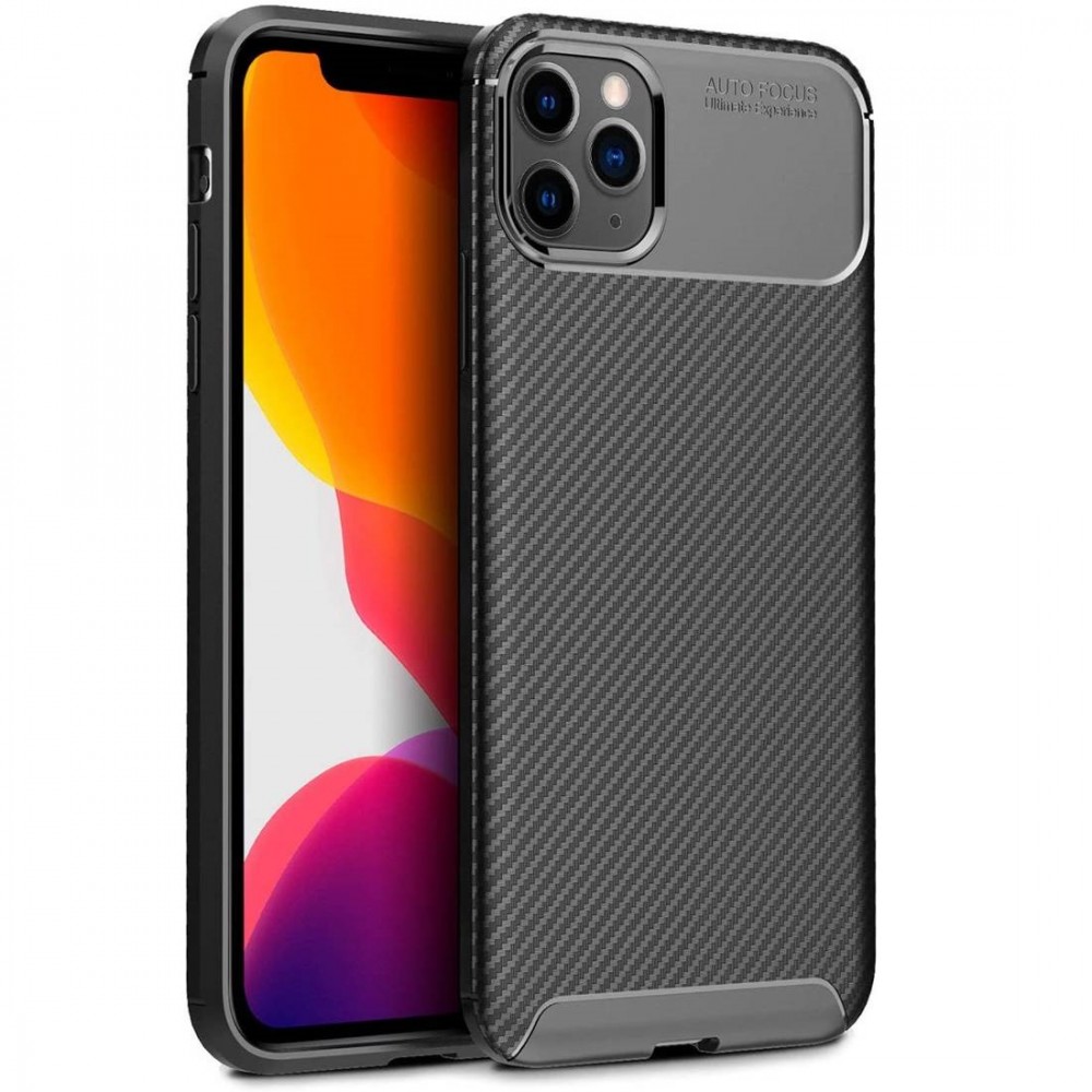 Husa Carbon Fiber pentru Apple iPhone 12 Pro Max, aspect carbon, neagra 2