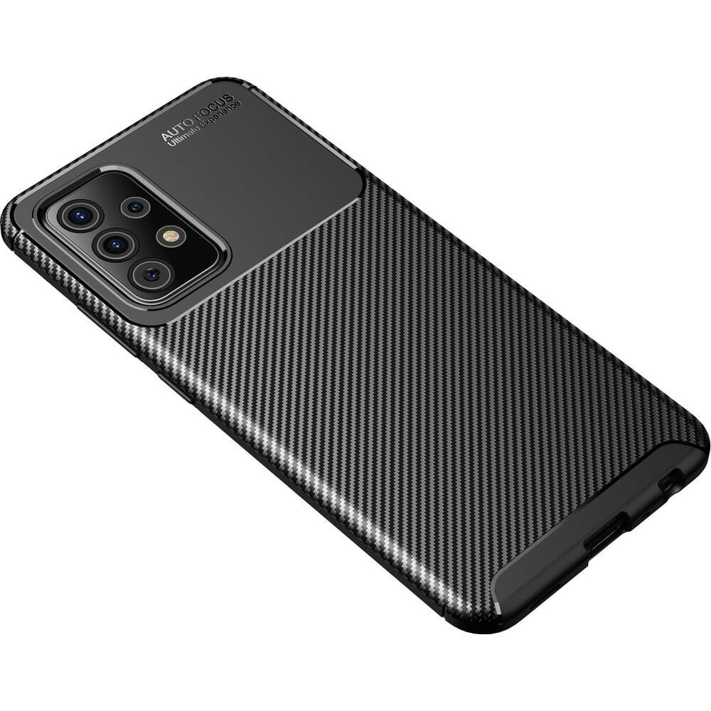 Husa Carbon Fiber pentru Samsung Galaxy A23 4G, aspect carbon, protectie camere, neagra 2
