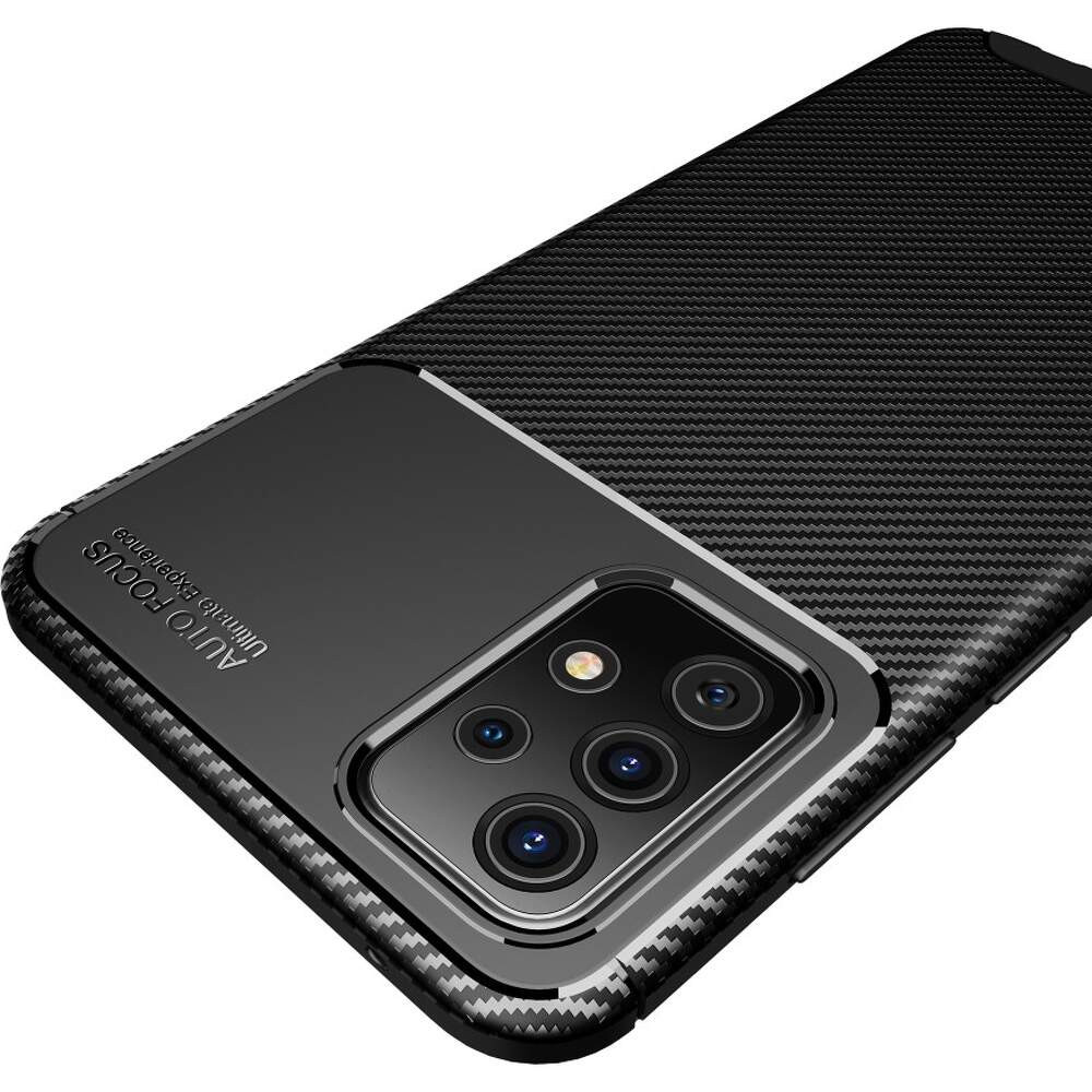 Husa Carbon Fiber pentru Samsung Galaxy A23 4G, aspect carbon, protectie camere, neagra 3